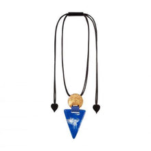 Cargar imagen en el visor de la galería, COLLAR AJUSTABLE RESINA Y PAN DE ORO AZUL