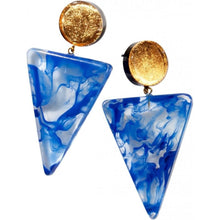 Cargar a imaxe no visor de galería, PENDENTES DE PAN DE OURO AZUL E RESINA