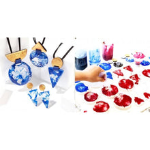 Cargar a imaxe no visor de galería, PENDENTES DE PAN DE OURO AZUL E RESINA